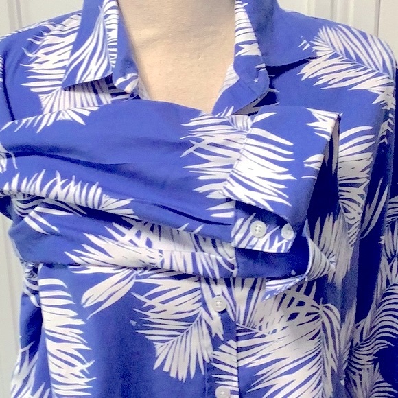 Chico’s No Iron Stretch 3/4 Sleeve Palms Shirt Chico’s Size 3 (Reg 16) - Picture 7 of 11